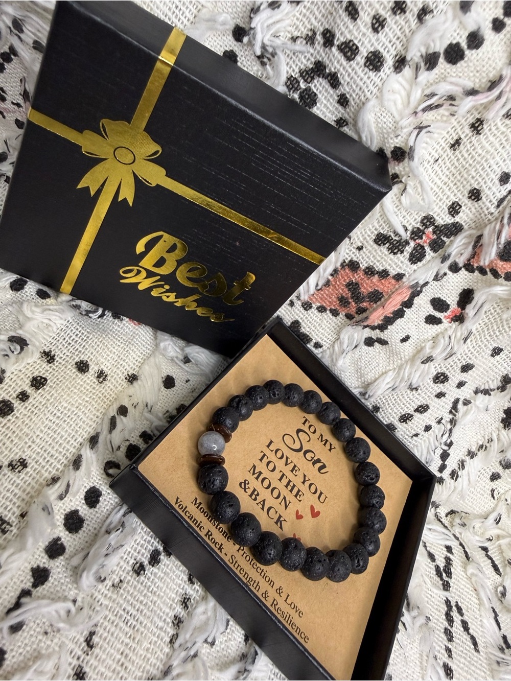 Black Lava Stone Beaded Bracelet for Men
